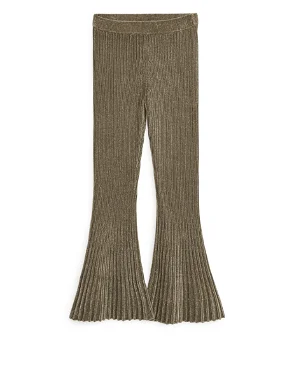 ARKET Rib-Knit Chenille Trousers in Mole