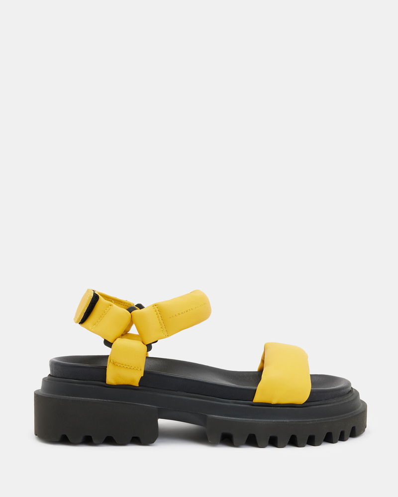 ALLSAINTS Helium Leather Sandals in Yellow | endource