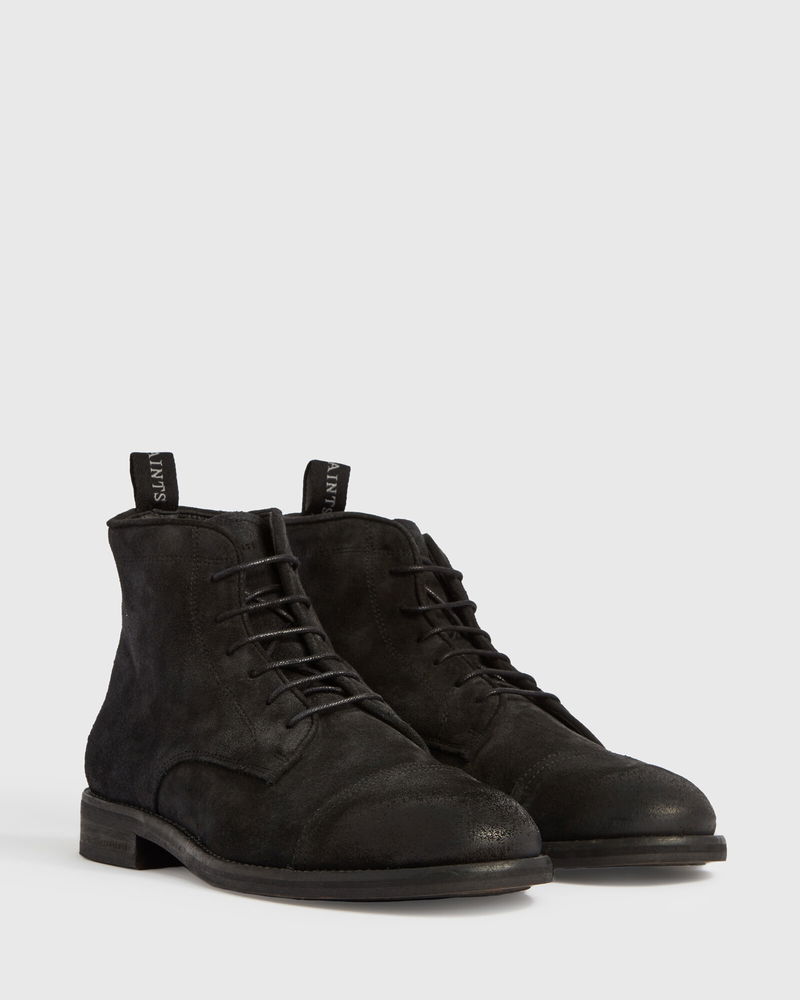 All Saints black suede boots AllSaints Skiff suede lace-up boots in black | ASOS main image 3