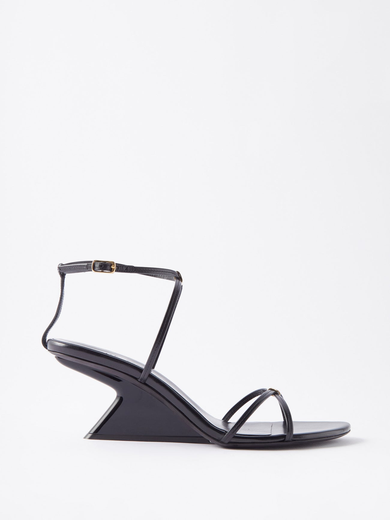Khaite Black Calf Leather Bos Taurus Strap-On Sandals