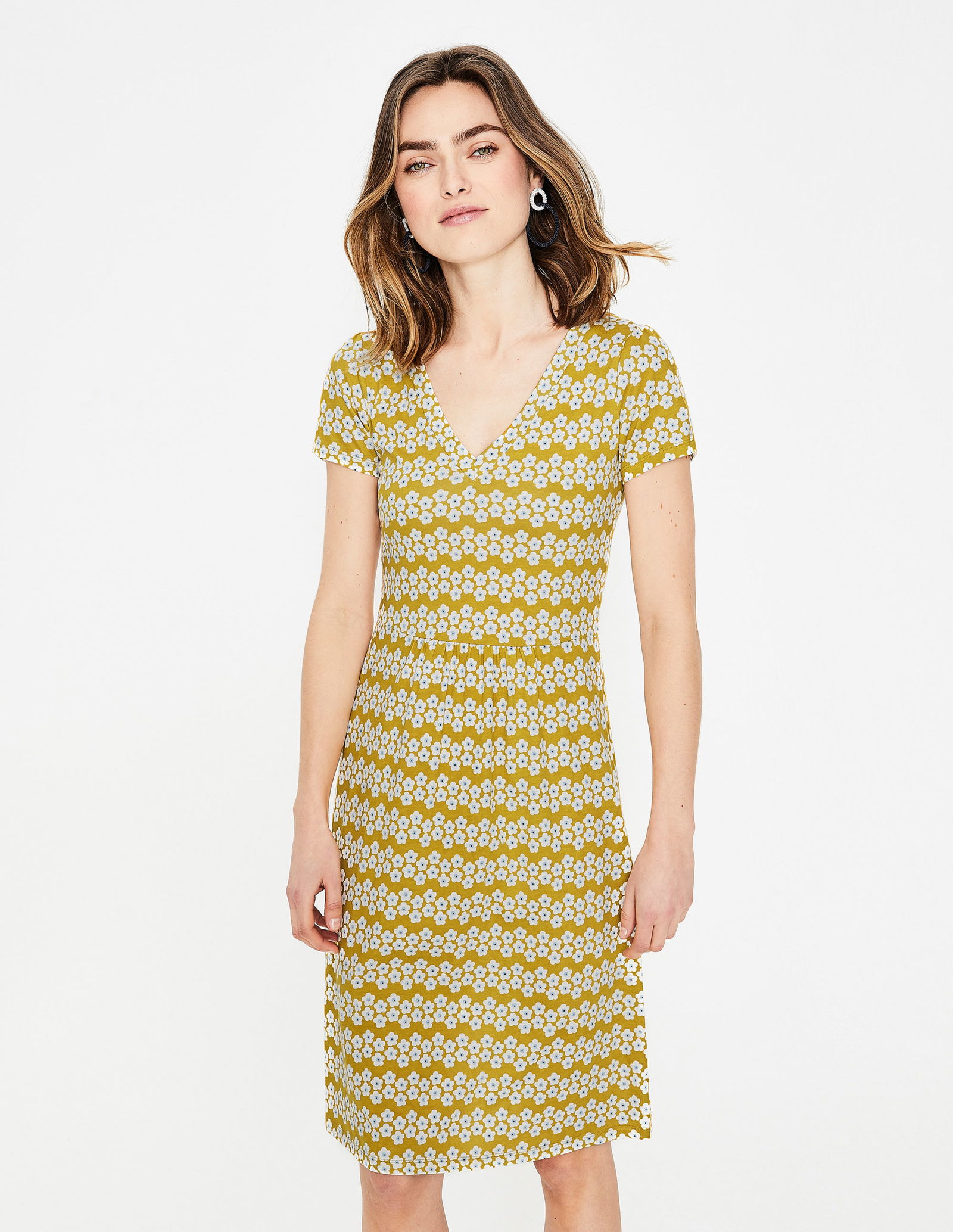 BODEN Penelope Jersey Dress in Dijon Daisy Stripe | Endource