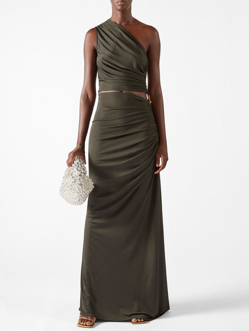 BOTTEGA VENETA One-shoulder cutout satin-jersey maxi dress