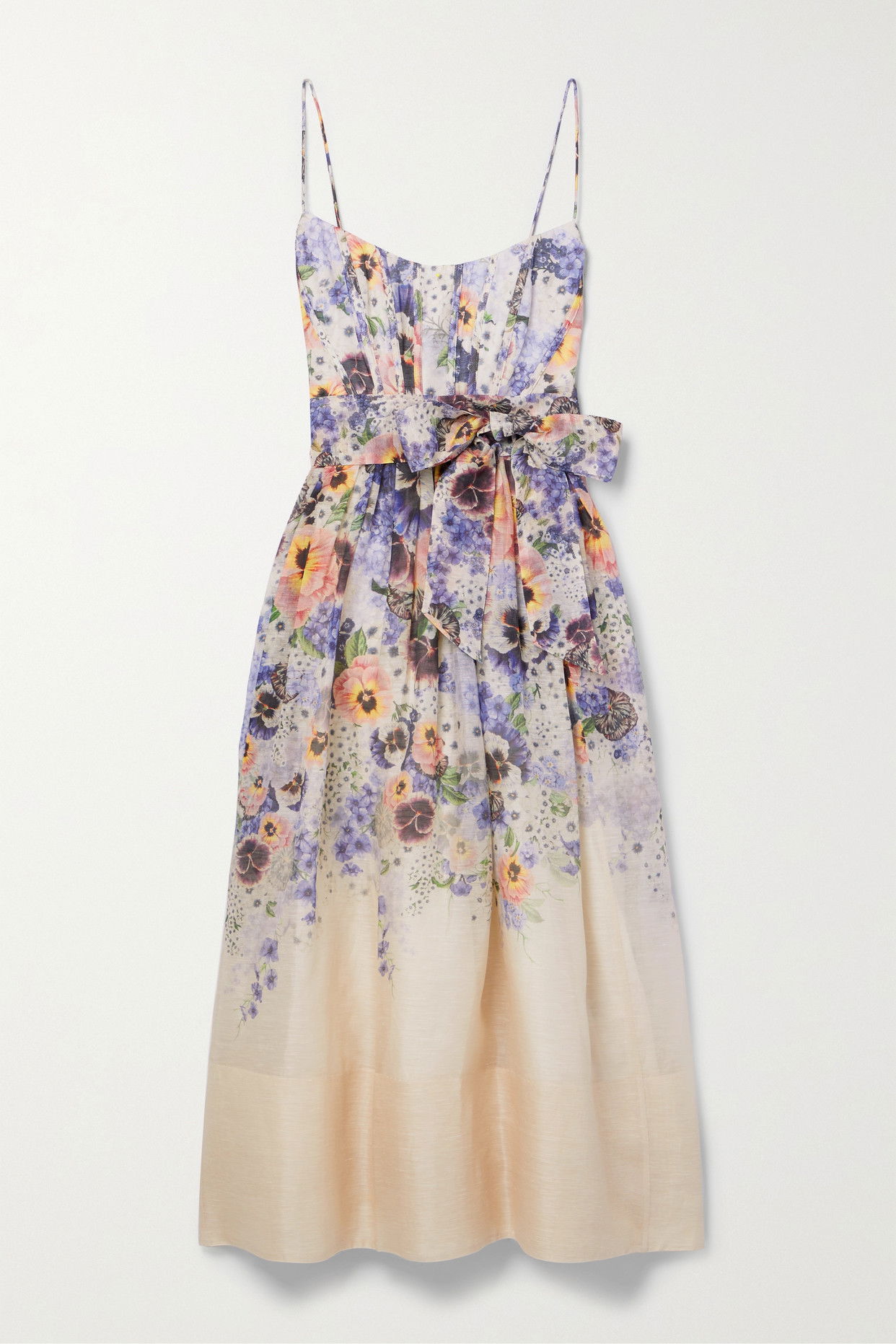 sachin and babi light blue dress Luminosity Floral Linen Midi Dress by Zimmermann for Hire