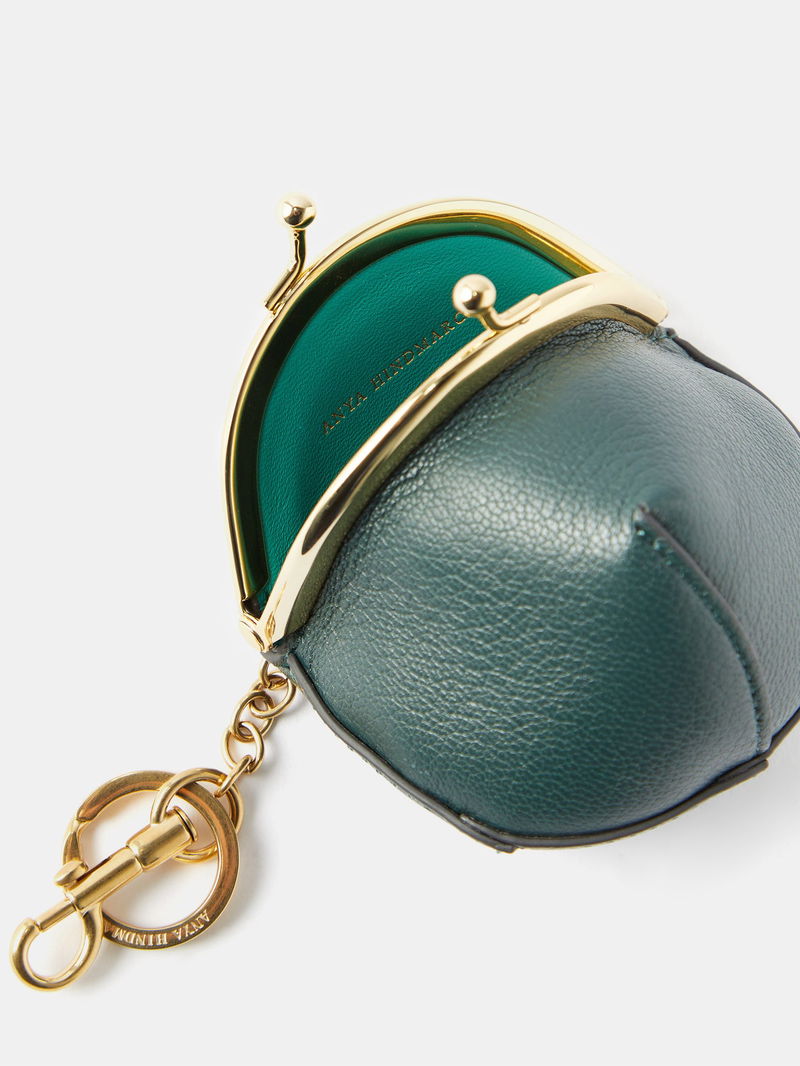 ANYA HINDMARCH Frog Frame Leather Coinpurse Key Ring in Green | Endource