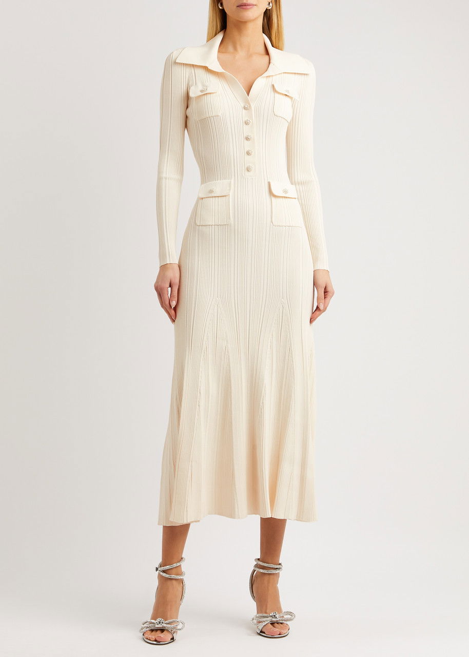 SELF-PORTRAIT Ribbed Stretch-Knit Midi Dress | endource