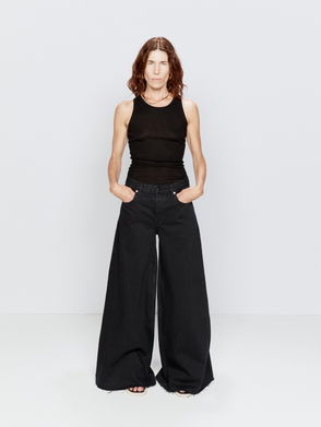 RAEY Flared Cotton-Blend Skinny Trousers in Black