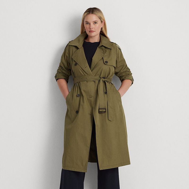 LAUREN RALPH LAUREN Curve Double-Breasted Twill Trench Coat