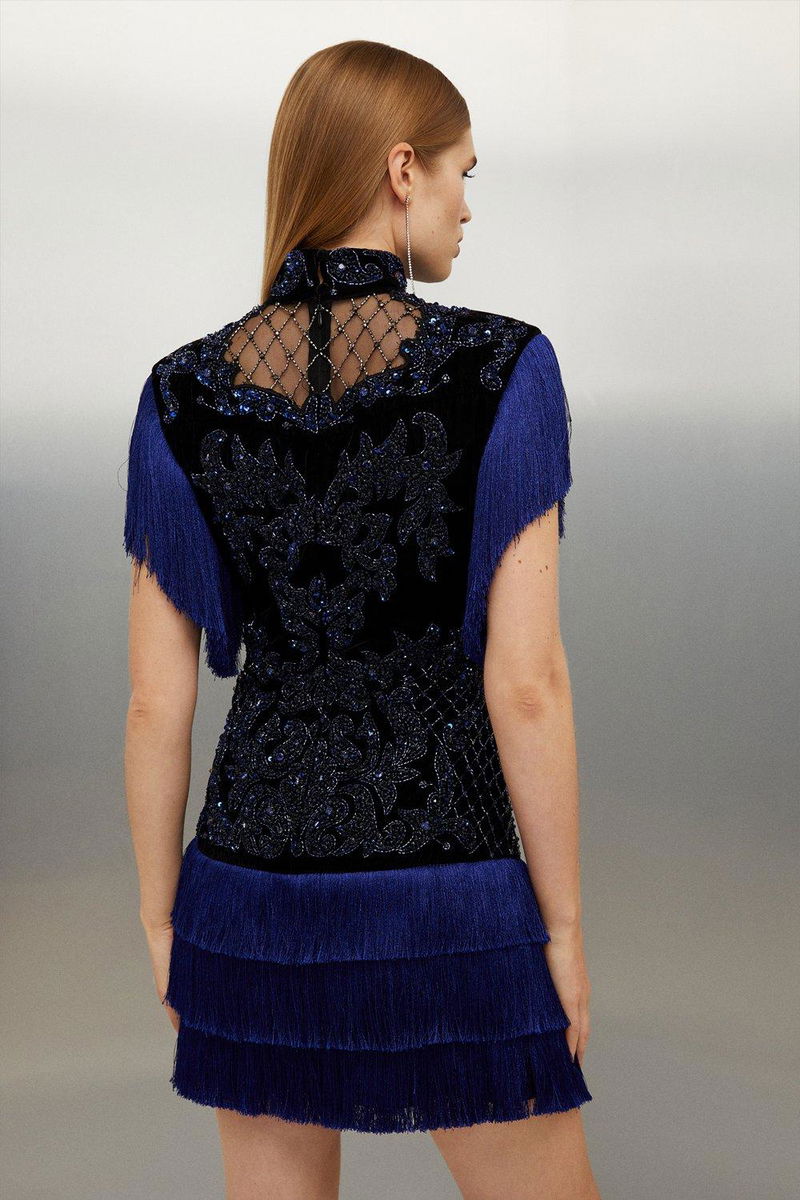 karen millen blue velvet dress A Line Open Back Lace Bodice Beach Wedding Dresses Bridal Dresses US6 / As Picture