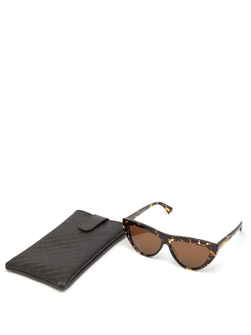 Bottega Veneta Cat Eye Tortoiseshell Acetate Sunglasses In Brown Endource