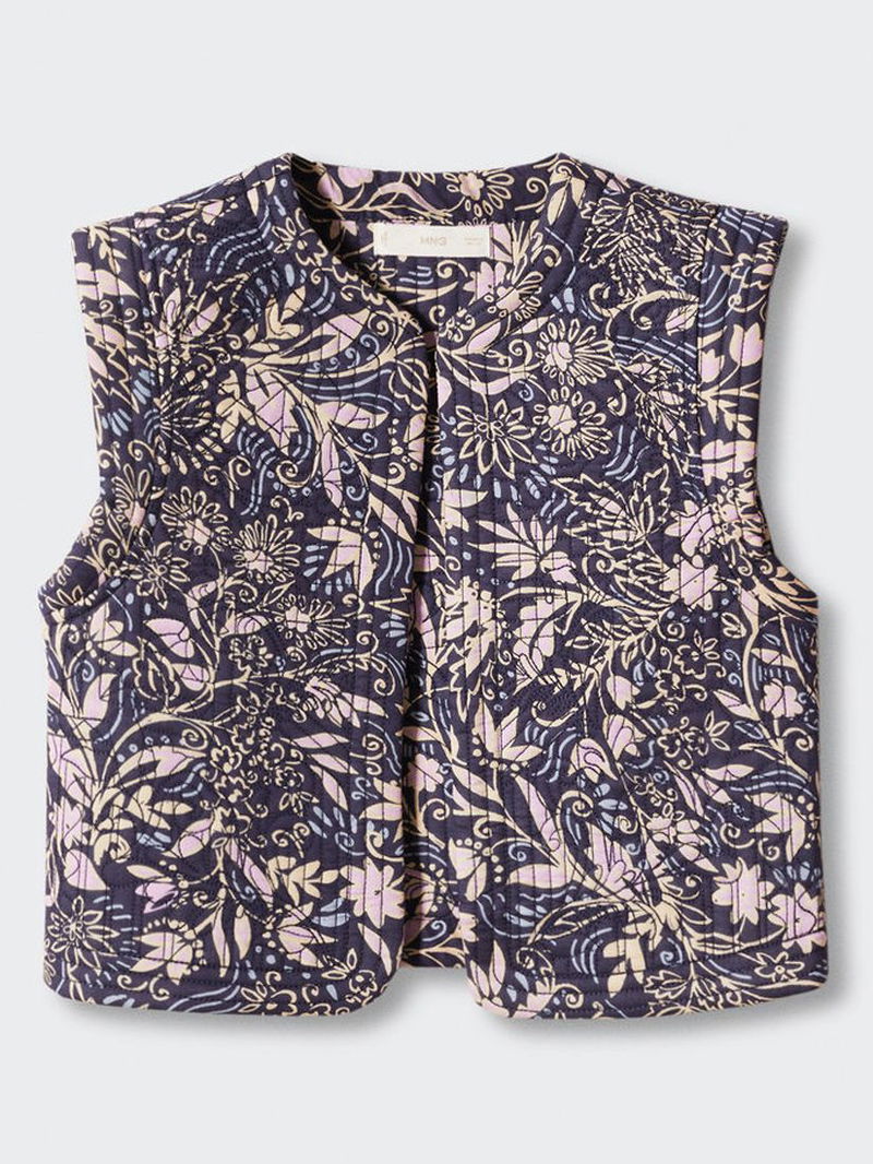 MANGO Dalia Quilted Floral Waistcoat endource