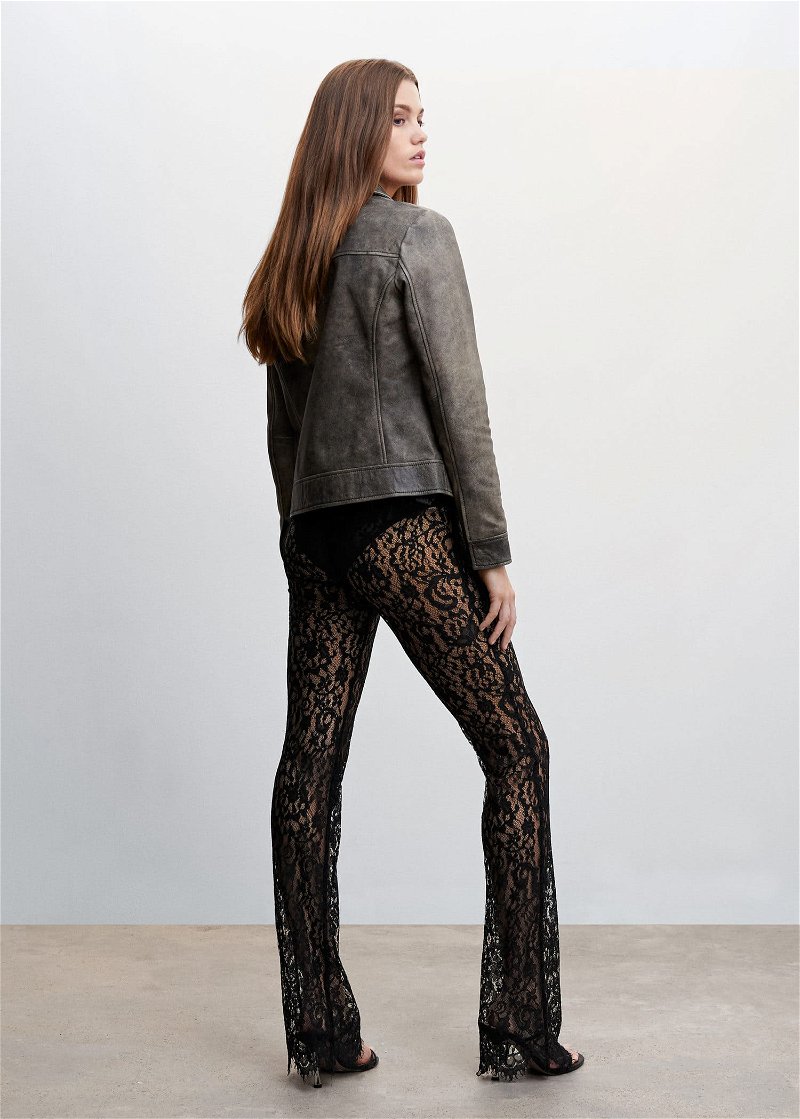 MANGO Lace Trousers in Black