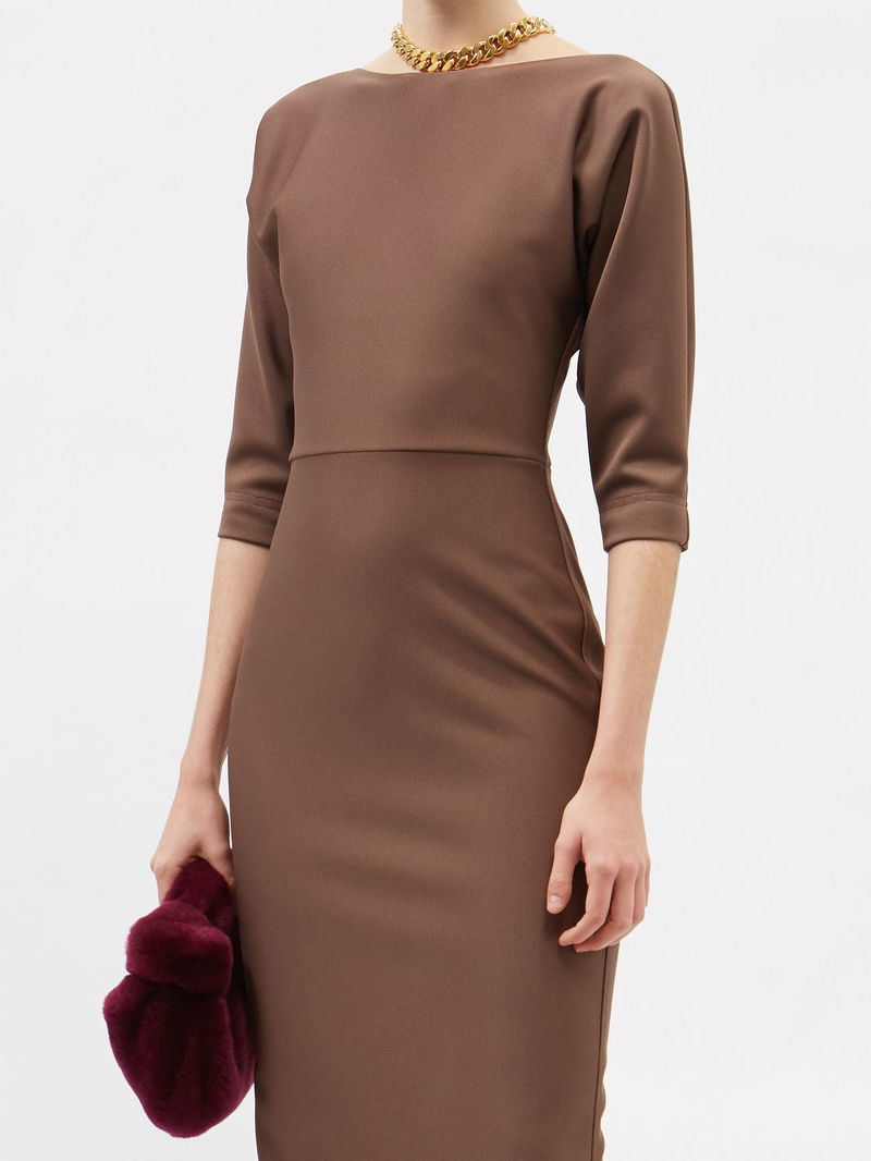 FENDI Logo-Embroidered Piqu-Jersey Midi Dress | endource FENDI Logo-Embroidered Piqu-Jersey Midi Dress | endource
