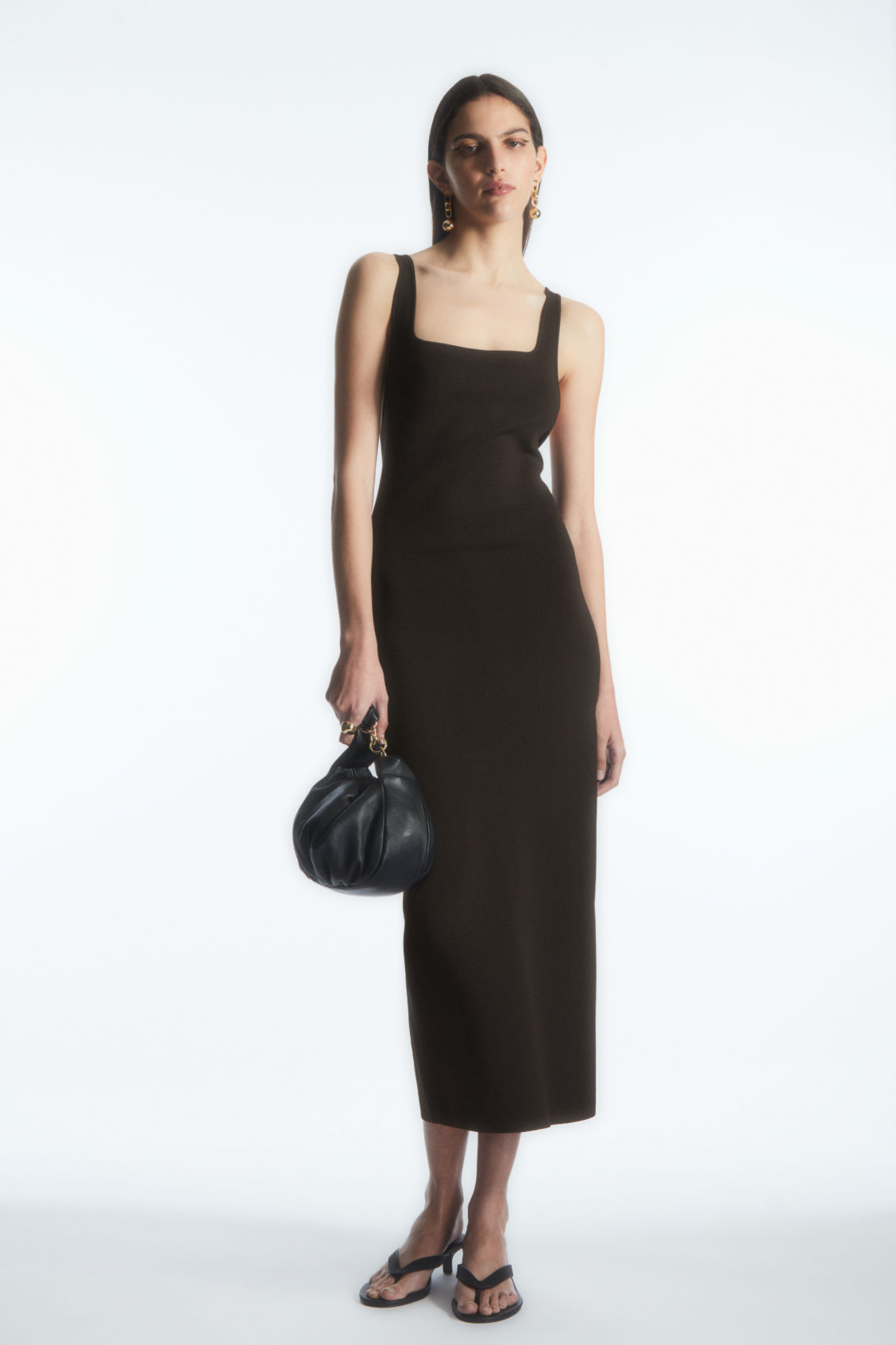 cos square-neck knitted slip dress COS Square-Neck Knitted Midi Slip Dress