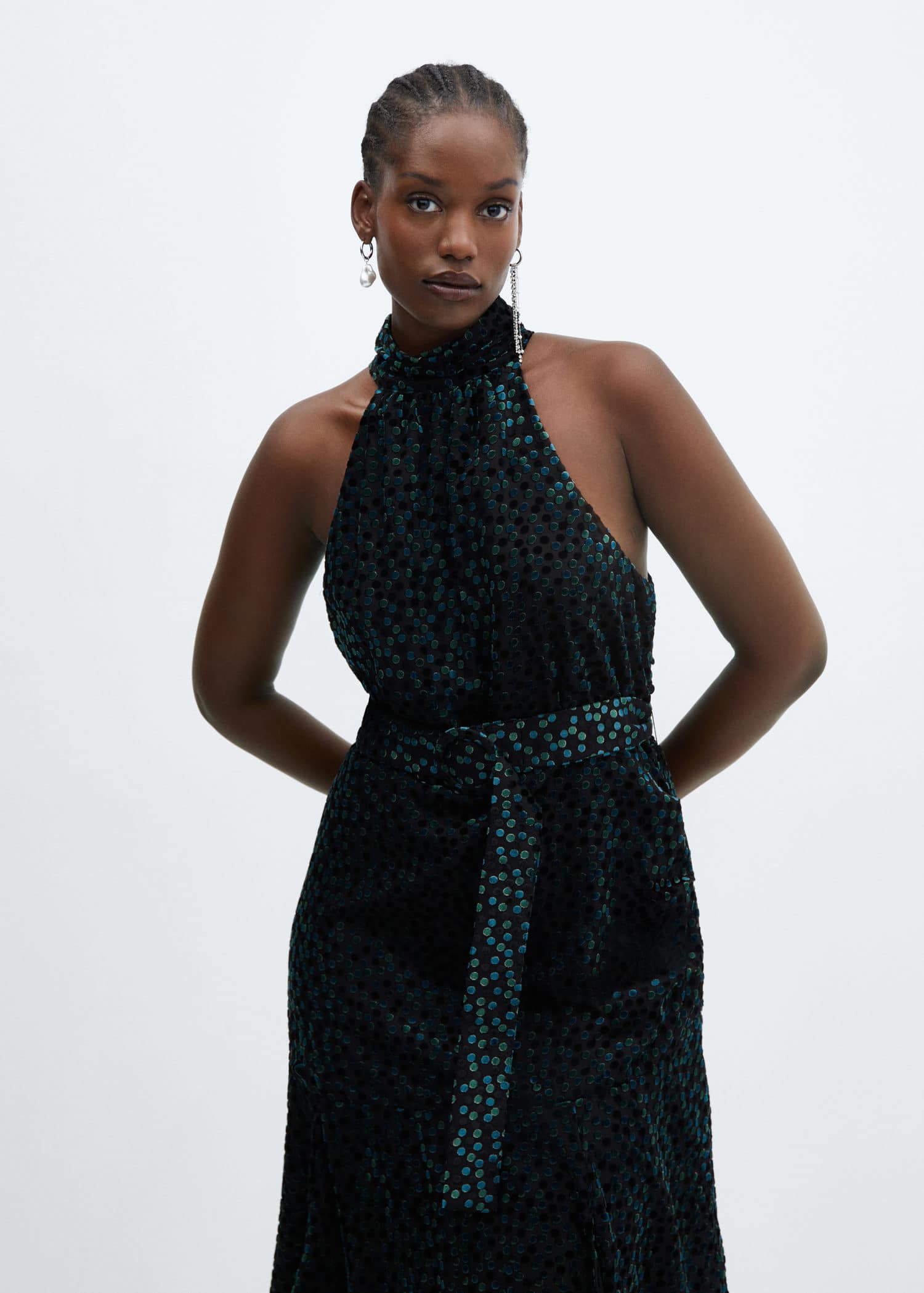 MANGO Halter Velvet Dress | endource