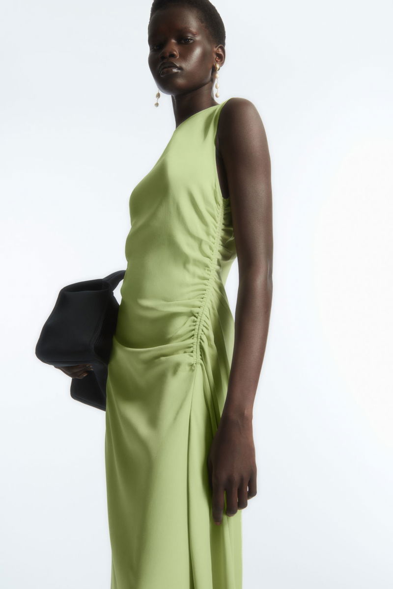 Satin Asymmetric Midi Dress