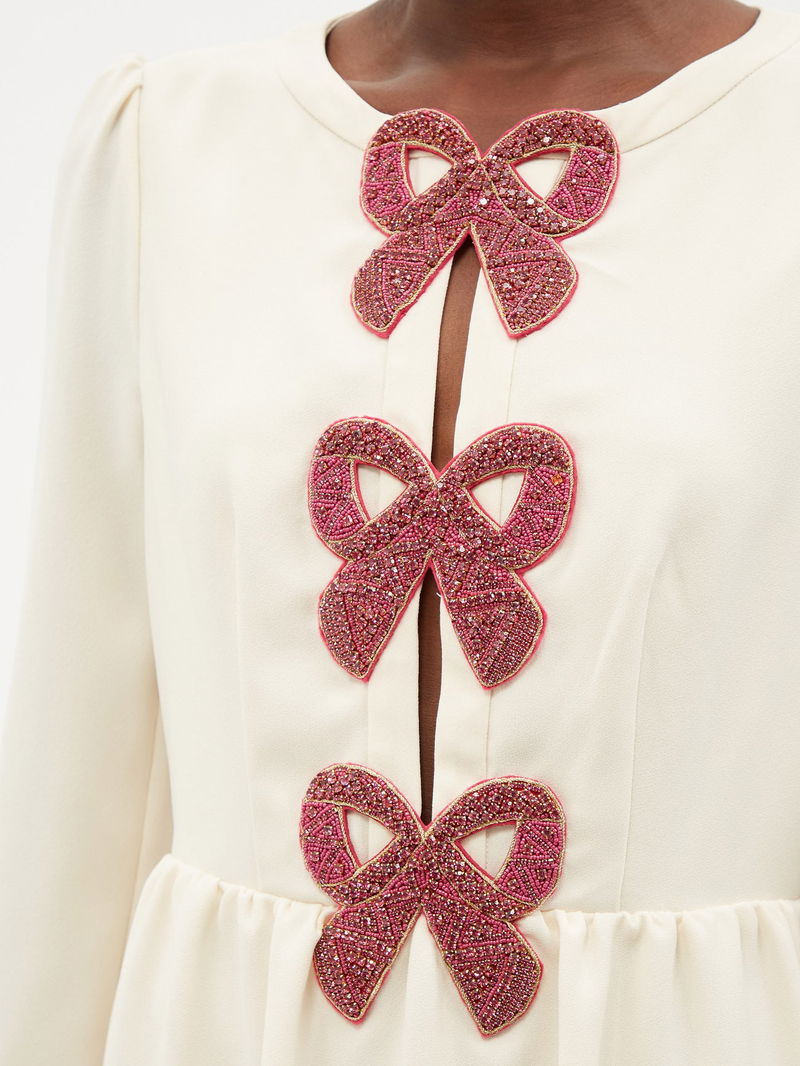 pink saloni bow dress Saloni XS pink tweed dress with bows worn once and