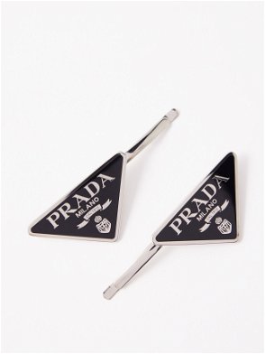 Prada Black logo hair clips