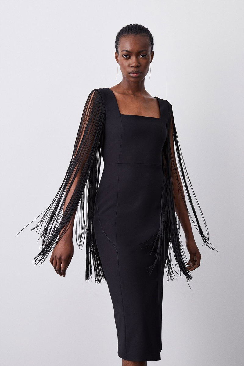 black tie dresses nordstrom 1920s Spaghetti Straps Sequined Tassel Flapper Dress main image 0