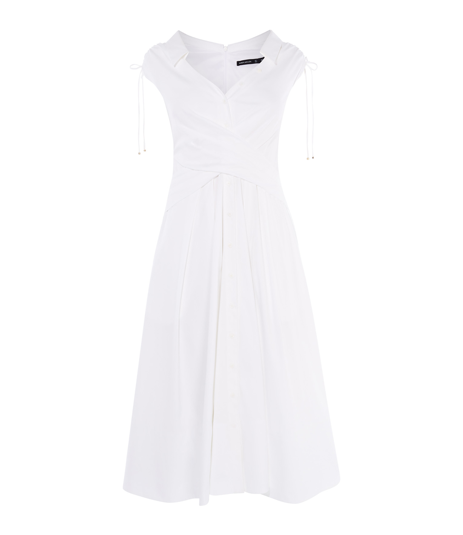 karen millen wrap shirt dress Karen Millen Stripe Slub Organdie Drama Sleeve Woven Wrap Detail Shirt Dress
