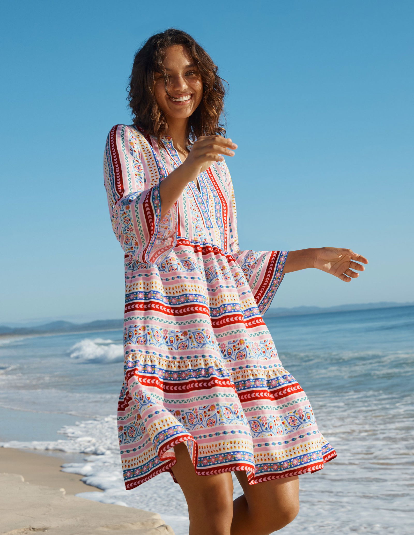 boden linen tiered dress BODEN Relaxed Linen Tiered Dress