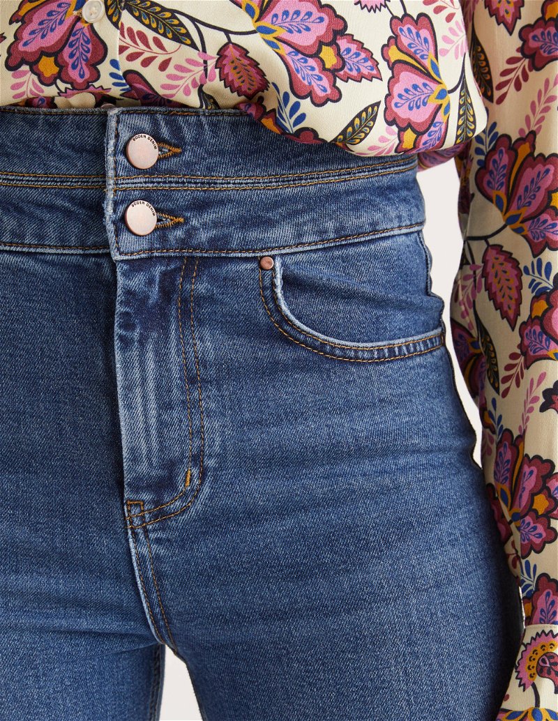 BODEN Double Waistband Flare Jeans - Mid Vintage in Mid Vintage