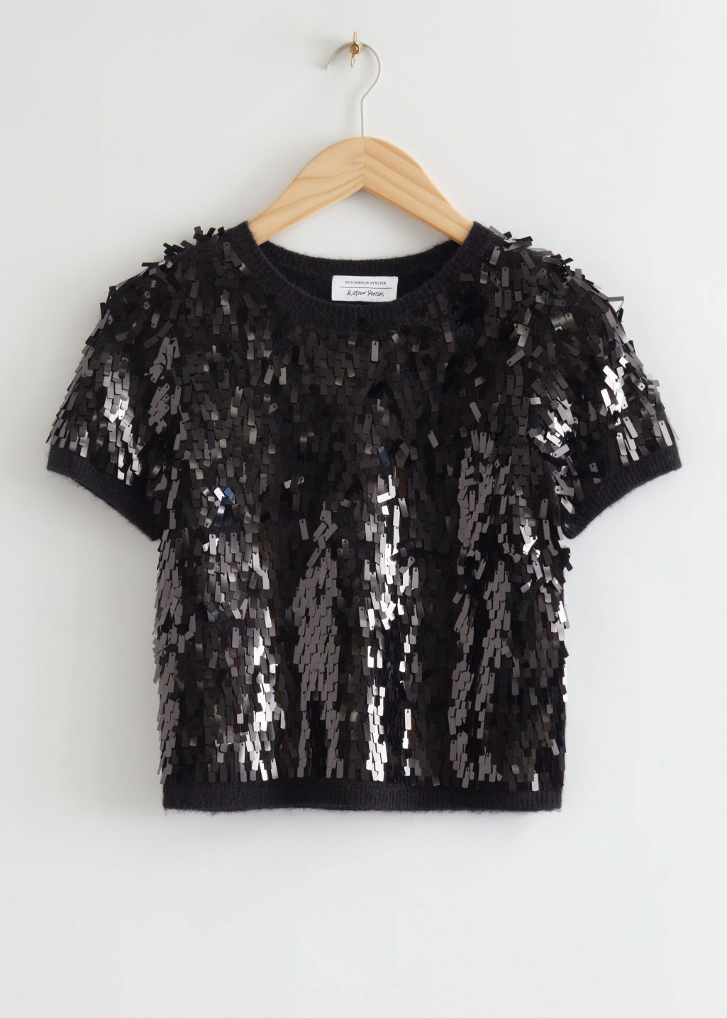 PALM ANGELS Soiree cropped sequined knitted top