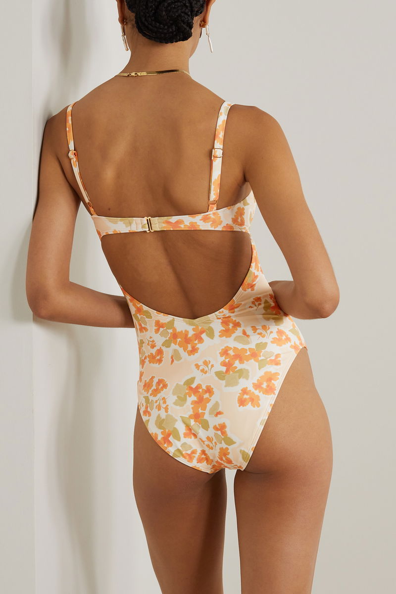 Ruched Floral-Print Underwired Swimsuit