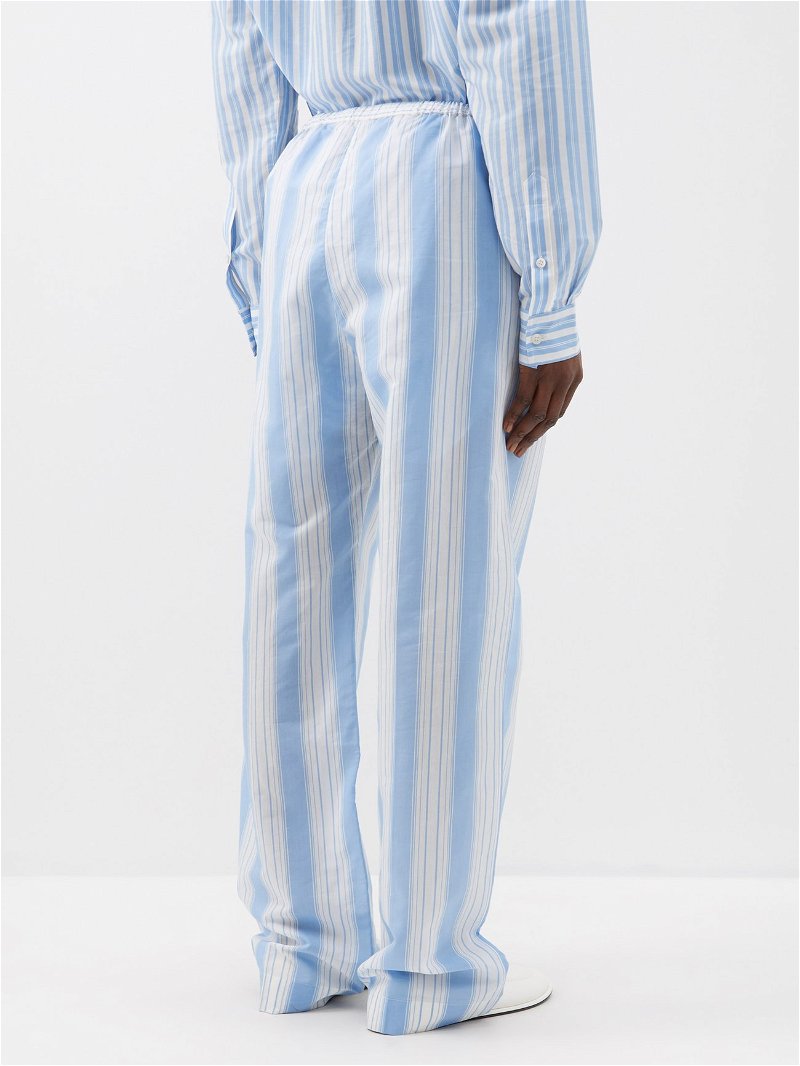 Toteme Silk Striped Elasticated Waist Loose Long Pants