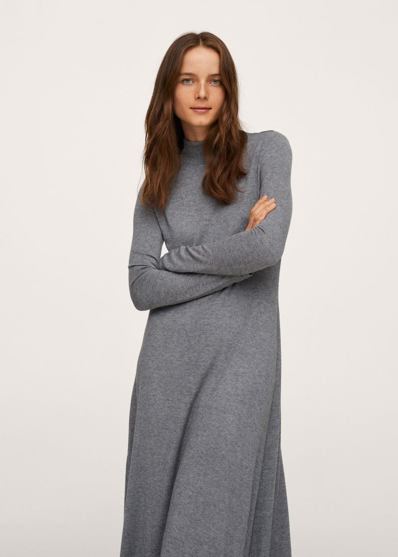 MANGO Knitted Perkins Neck Dress | endource
