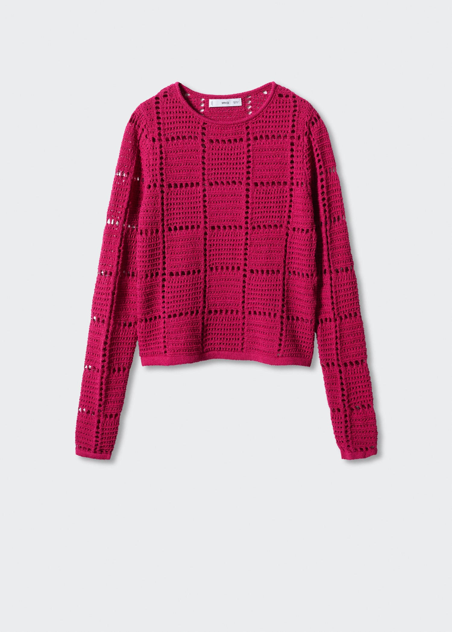 MANGO Openwork Knit Sweater in Fuchsia Endource