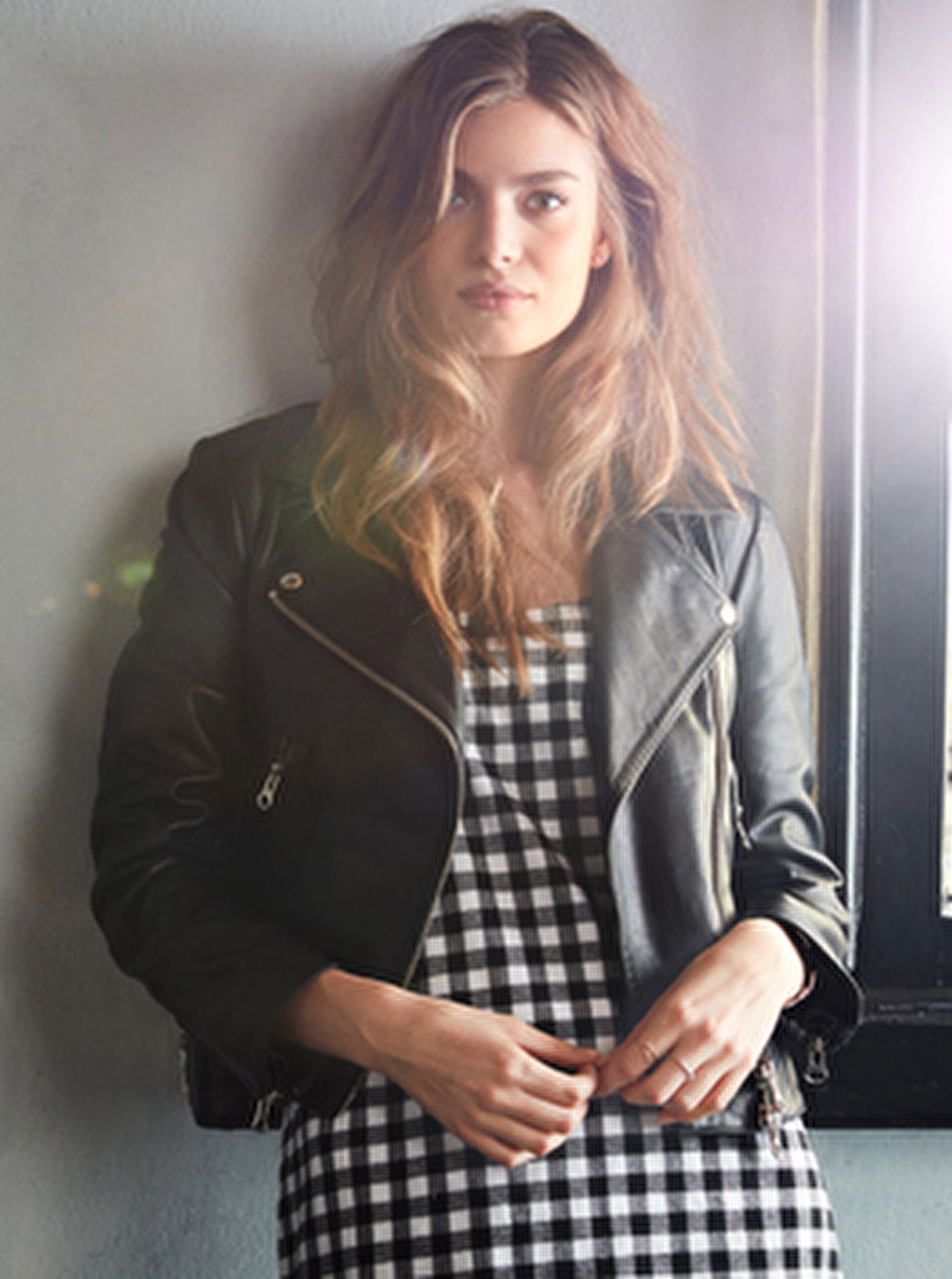 checkered leather jacket