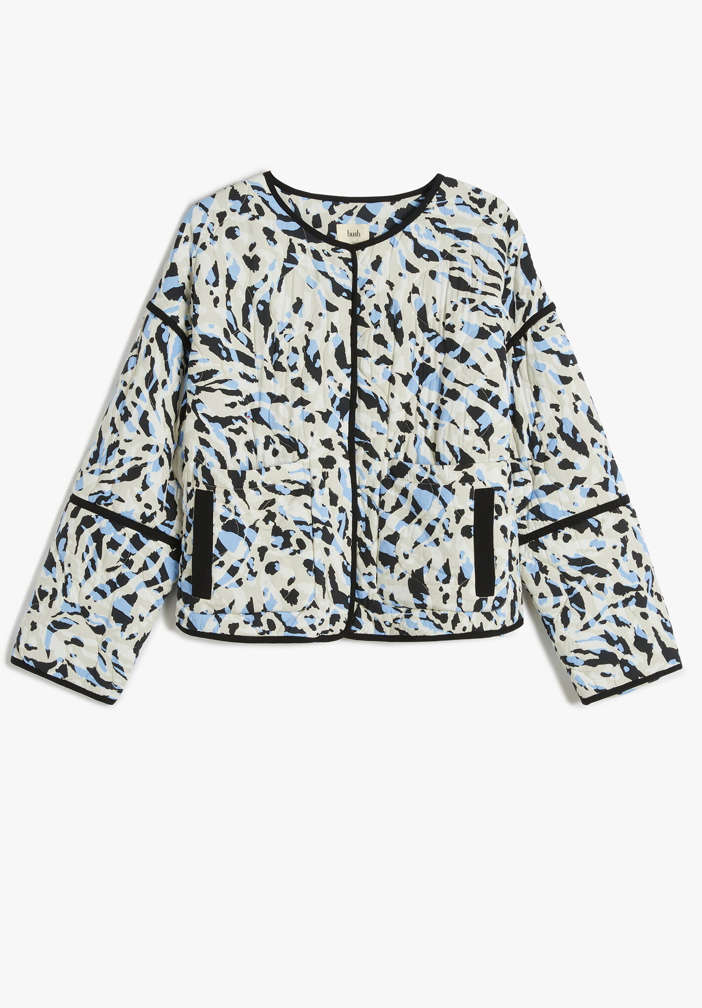 HUSH Andy Quilted Printed Jacket in Zebra Ecru/Multi Endource