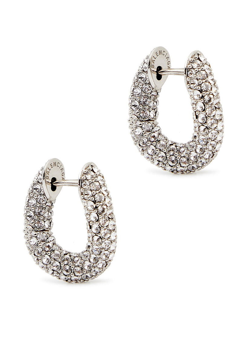 BALENCIAGA Loop XXS Embellished Hoop Earrings Endource
