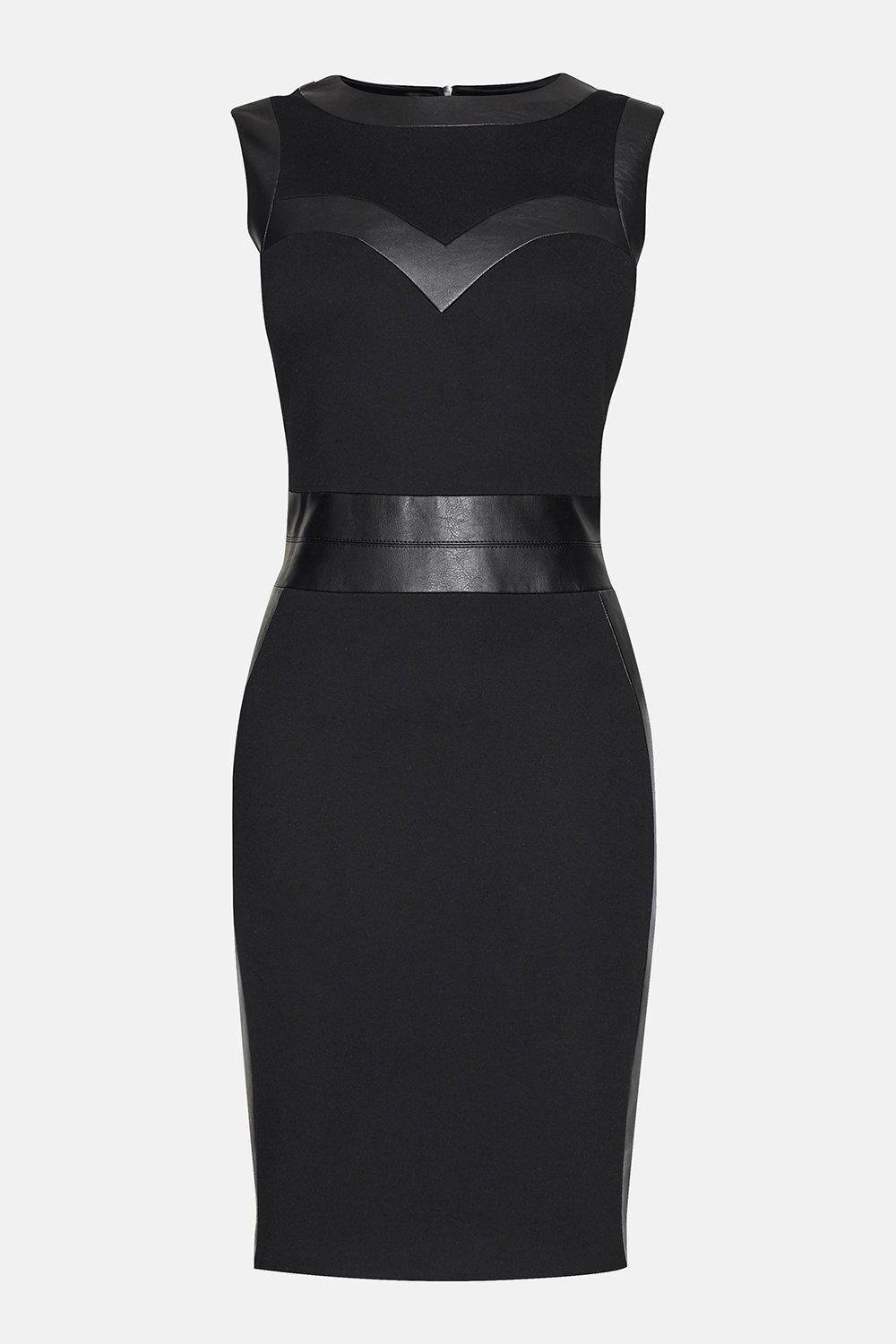 KAREN MILLEN Faux Leather Bust Panel Pencil Dress endource