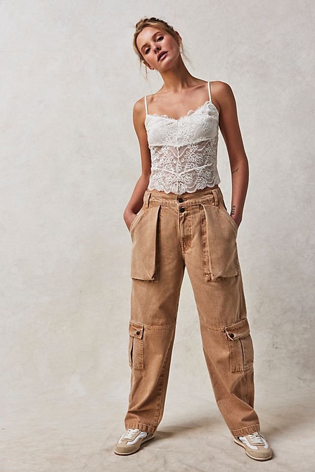 FREE PEOPLE We The Free - Marx Slouchy Cargo Jeans in Sand