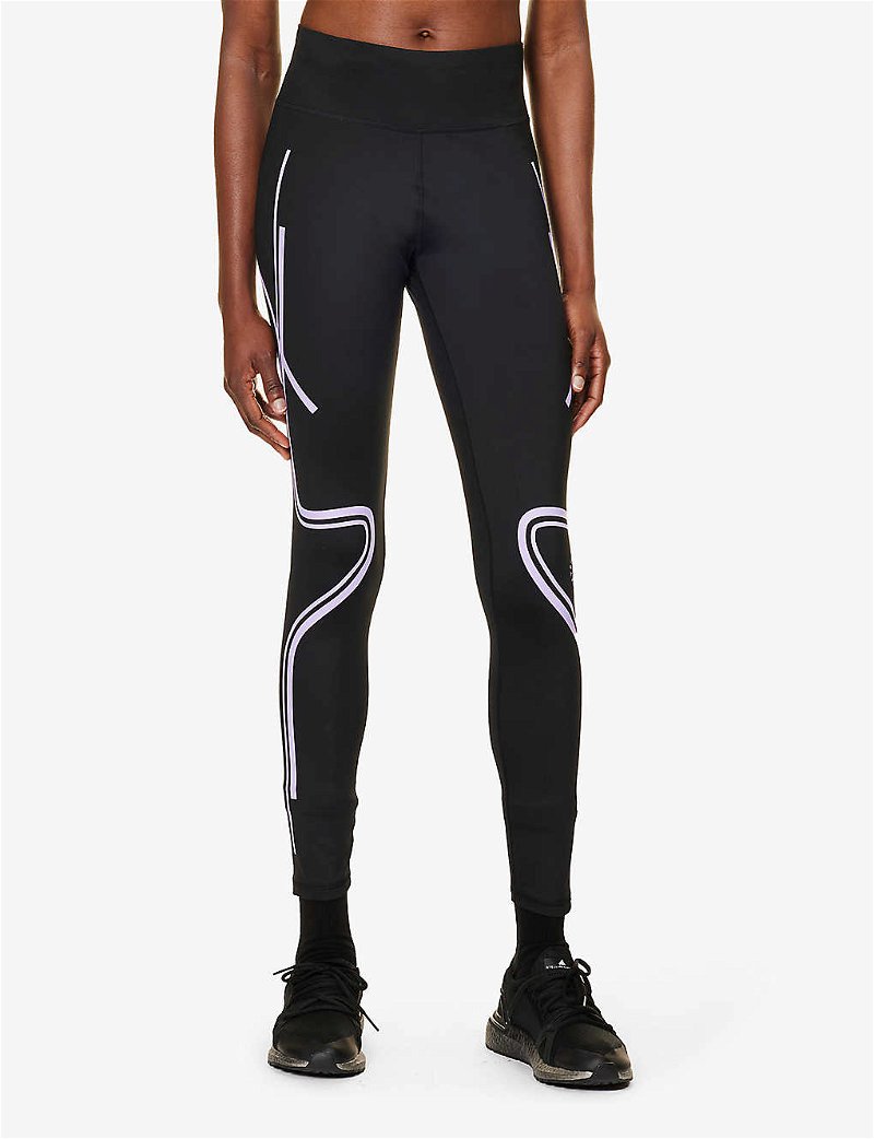 ADIDAS BY STELLA MCCARTNEY TruePace High-Rise Recycled-Polyester And  Recycled-Elastane-Blend Leggings in Black/purple Glow
