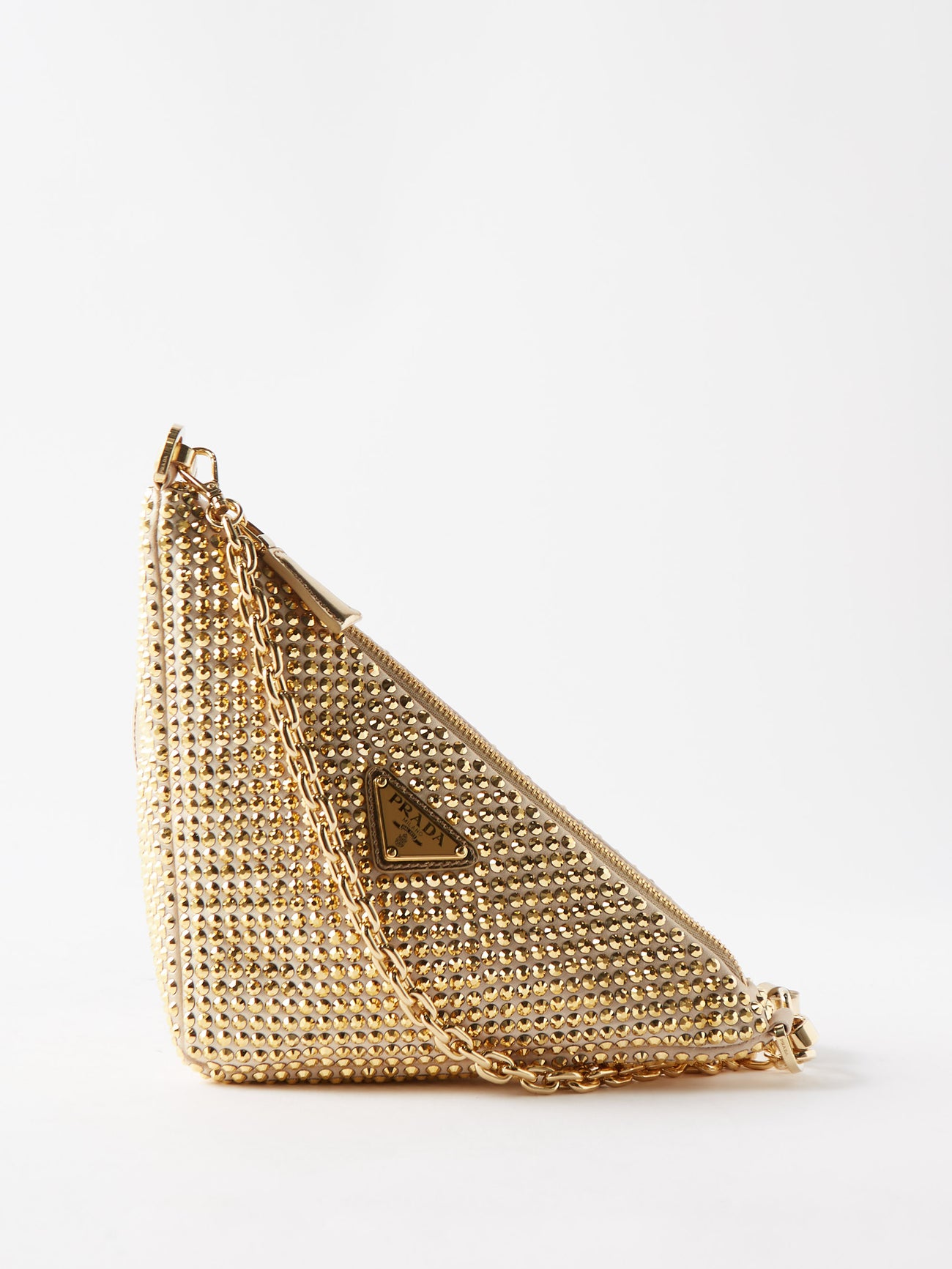 Prada Triangle Pouch Crystal Embellished Satin - ShopStyle Shoulder Bags