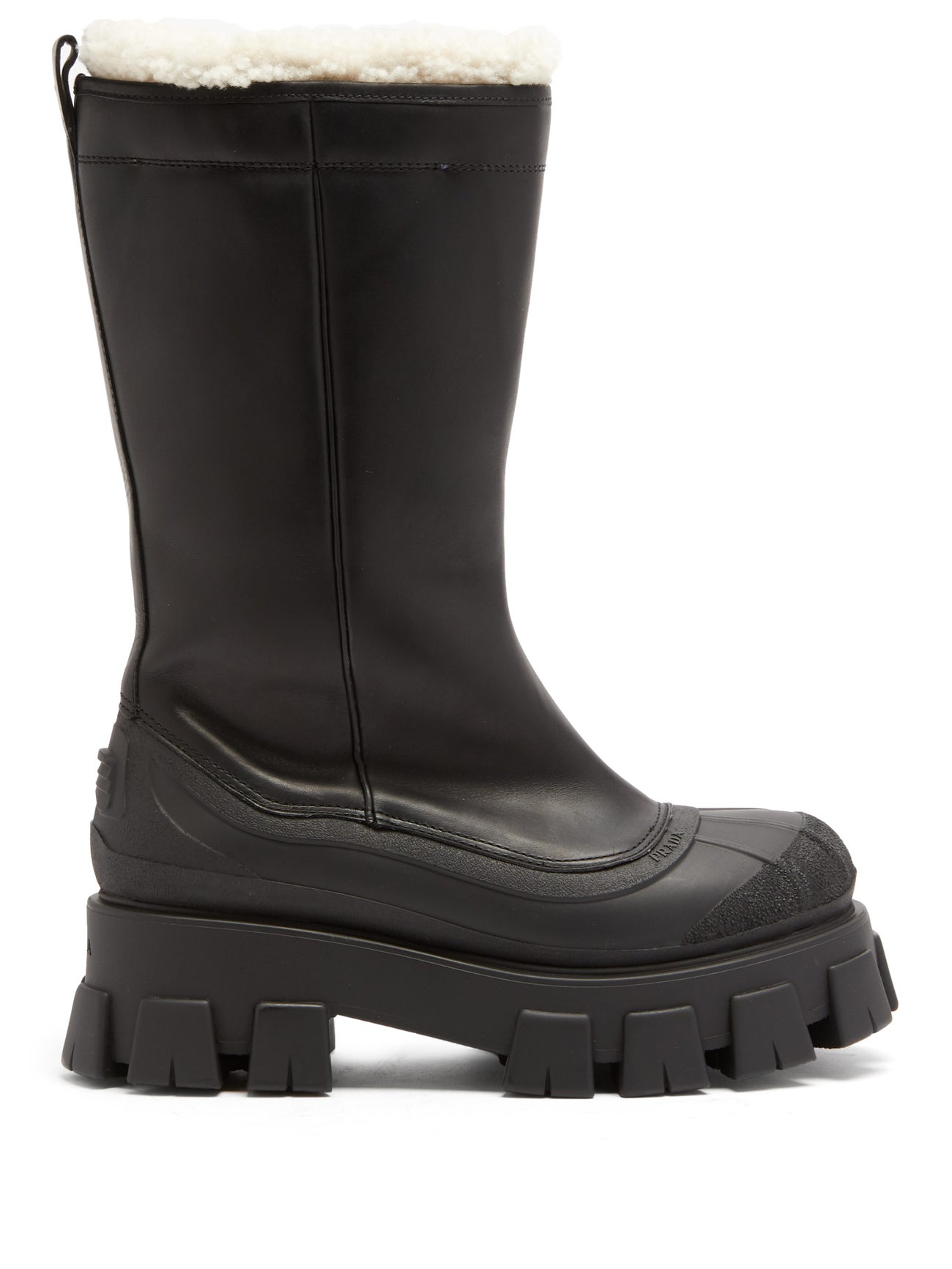 PRADA Monolith Chunky-Sole Leather Boots endource
