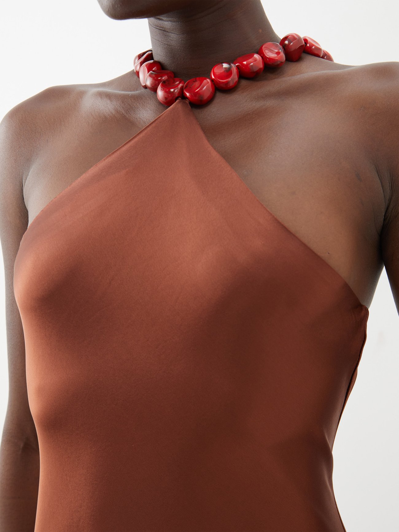 STAUD Cadence Halterneck Satin Dress | endource STAUD Cadence Halterneck Satin Dress | endource
