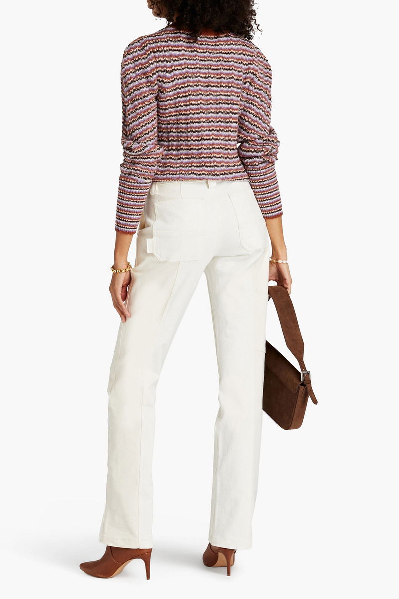 Two-tone double-waisted jeans