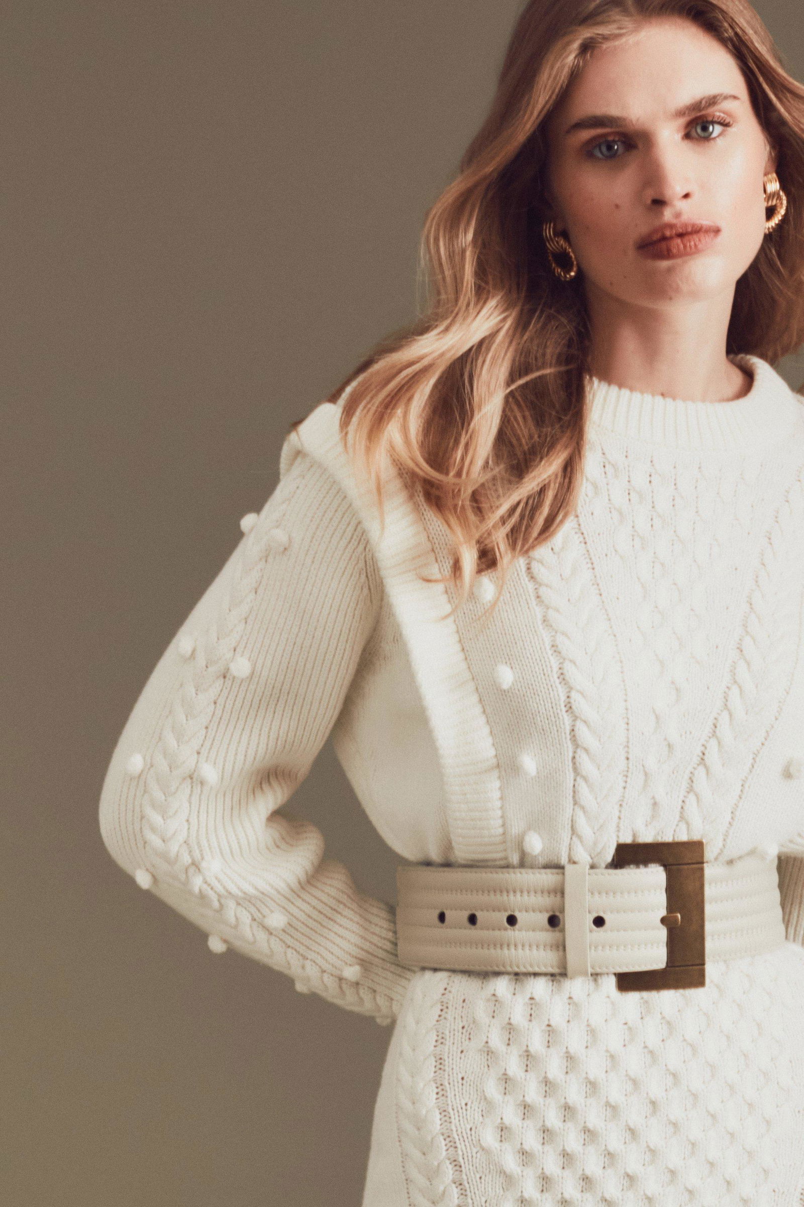KAREN MILLEN Cable Knit Cosy Jumper Dress | endource