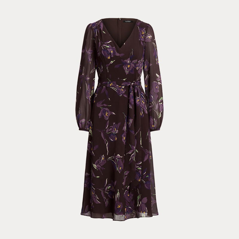 POLO RALPH LAUREN FLORAL BLOUSON GEORGETTE WRAP DRESS