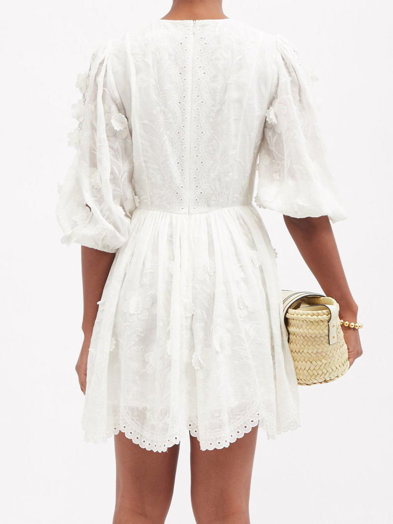 zimmermann rosa lace mini dress ZIMMERMANN Rebellion Beaded Mini Dress | Pink Floral