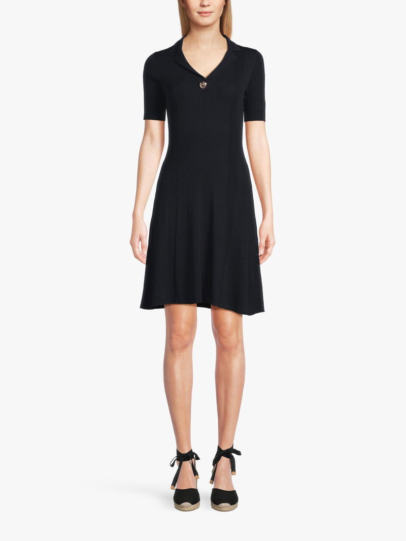 TOMMY HILFIGER Slim Polo Neck Rib Fit And Flare Dress endource