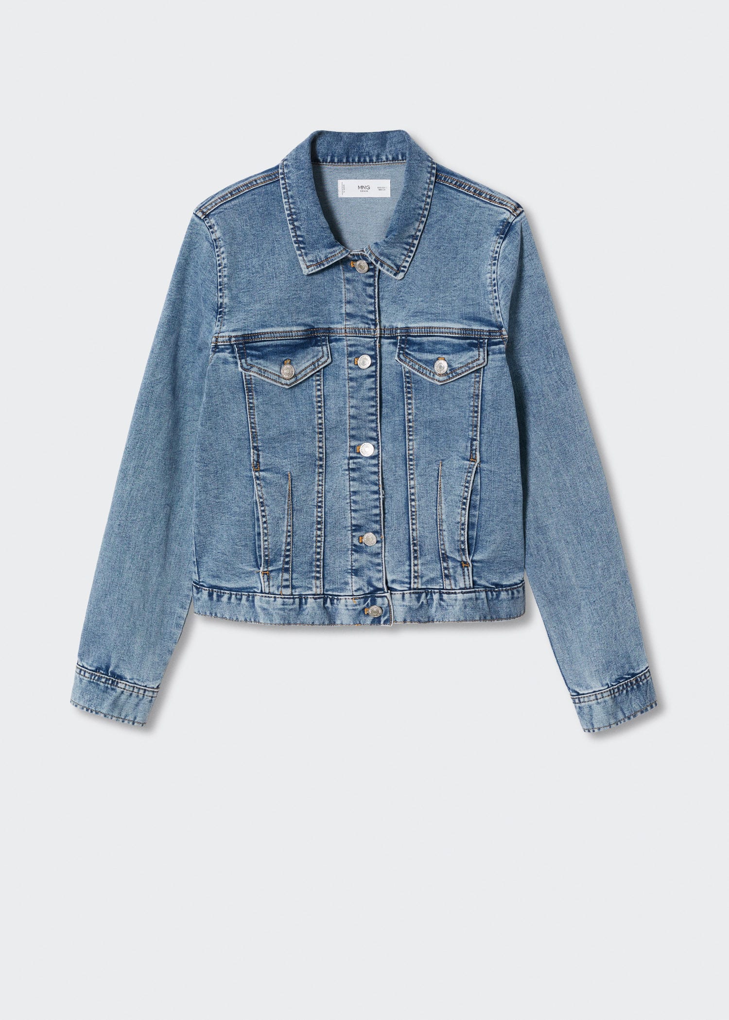 MANGO Pocketed Denim Jacket in Medium Blue | Endource