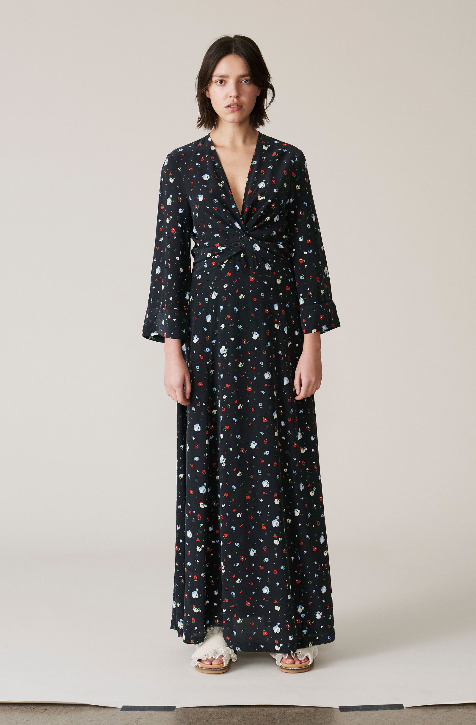 ganni nolana silk dress GANNI Nolana Silk Maxi Dress