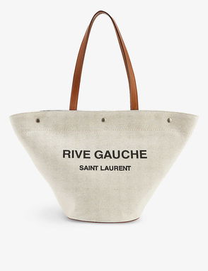 Saint Laurent Rive Gauche Striped Canvas Tote Bag In Multi