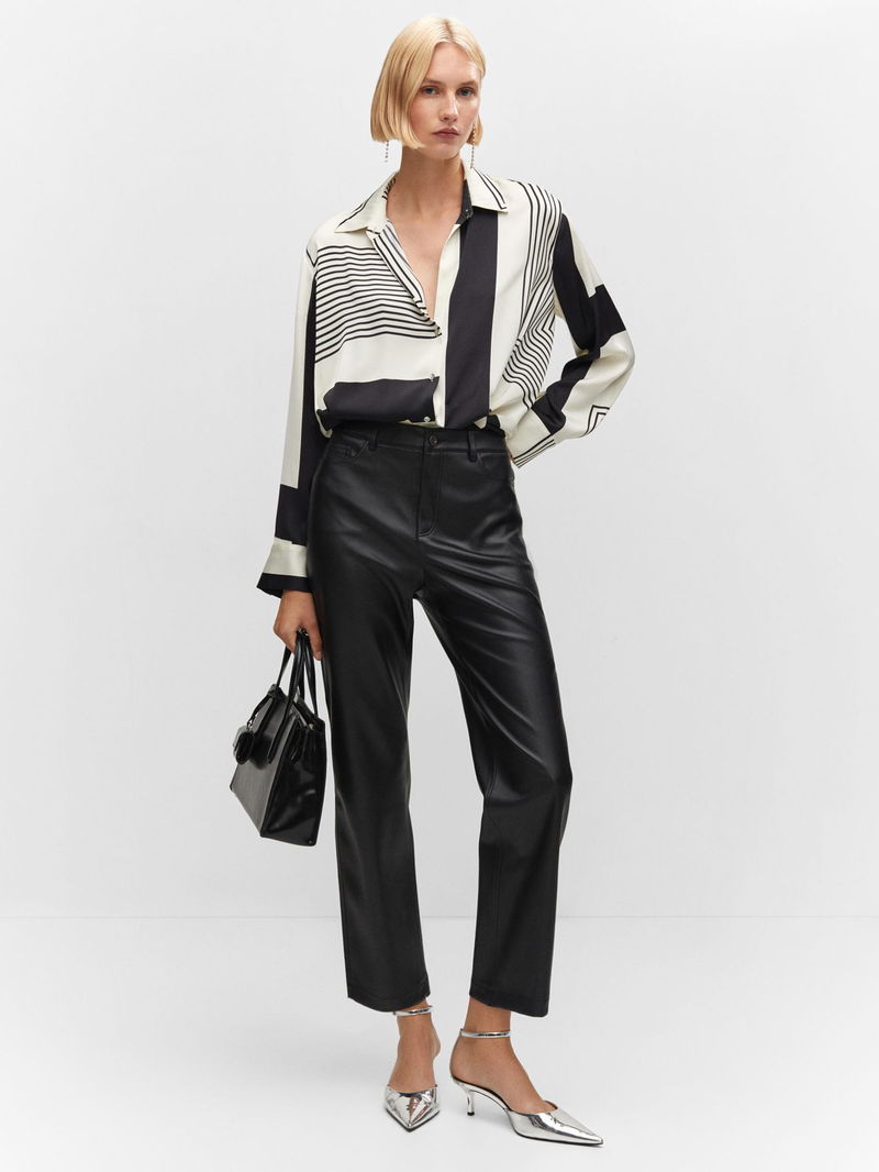 Faux Leather Mango Straight Leather Trousers Leather-effect