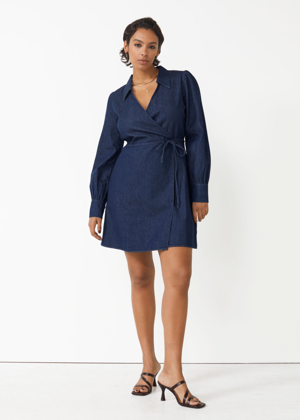 & OTHER STORIES Denim Wrap Mini Dress | endource