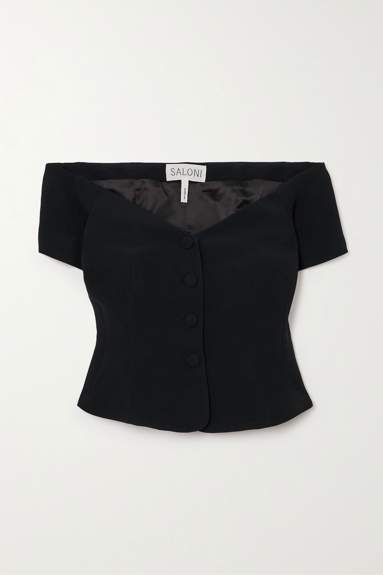 SALONI Clementine OffTheShoulder Crepe Peplum Top in Black Endource